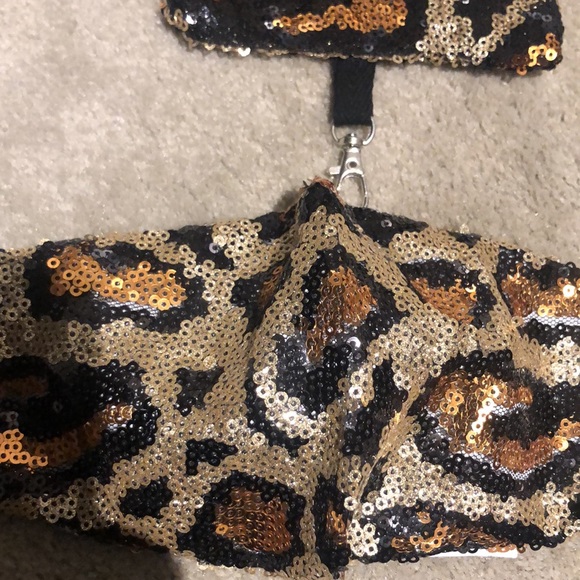 Accessories - Leopard face mask with matching pouch. Lots of sequins and sparkle.  New.